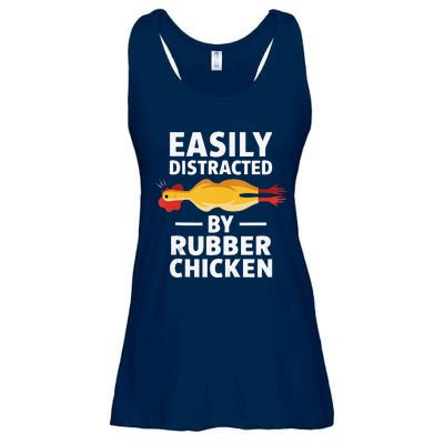 Funny Easily Distracted Rubber Chicken Lover Ladies Essential Flowy Tank