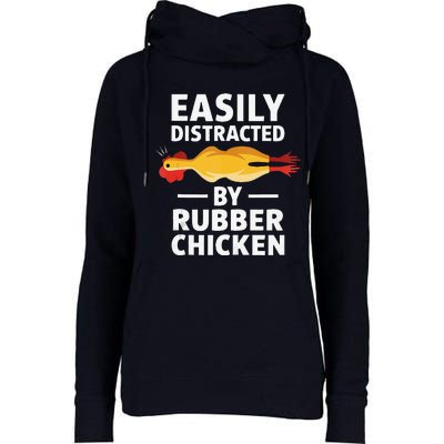 Funny Easily Distracted Rubber Chicken Lover Womens Funnel Neck Pullover Hood