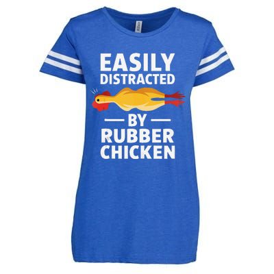 Funny Easily Distracted Rubber Chicken Lover Enza Ladies Jersey Football T-Shirt