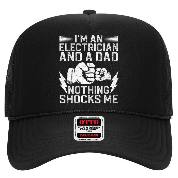 Funny Electrician Design For Daddy Electrical Engineers High Crown Mesh Back Trucker Hat