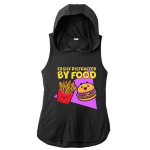 Funny Easily DIstracted By Food Cute Burger and Fries Ladies PosiCharge Tri-Blend Wicking Draft Hoodie Tank