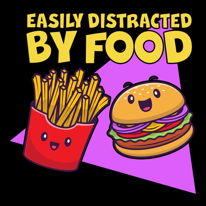 Funny Easily DIstracted By Food Cute Burger and Fries Impact Tech Backpack