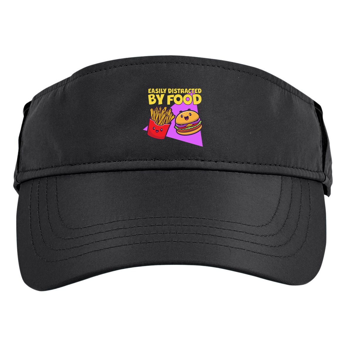 Funny Easily DIstracted By Food Cute Burger and Fries Adult Drive Performance Visor