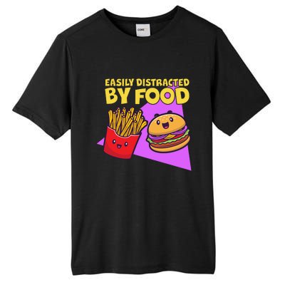 Funny Easily DIstracted By Food Cute Burger and Fries Tall Fusion ChromaSoft Performance T-Shirt