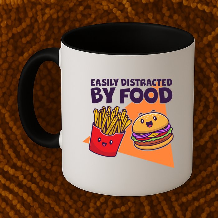 Funny Easily DIstracted By Food Cute Burger and Fries Mug