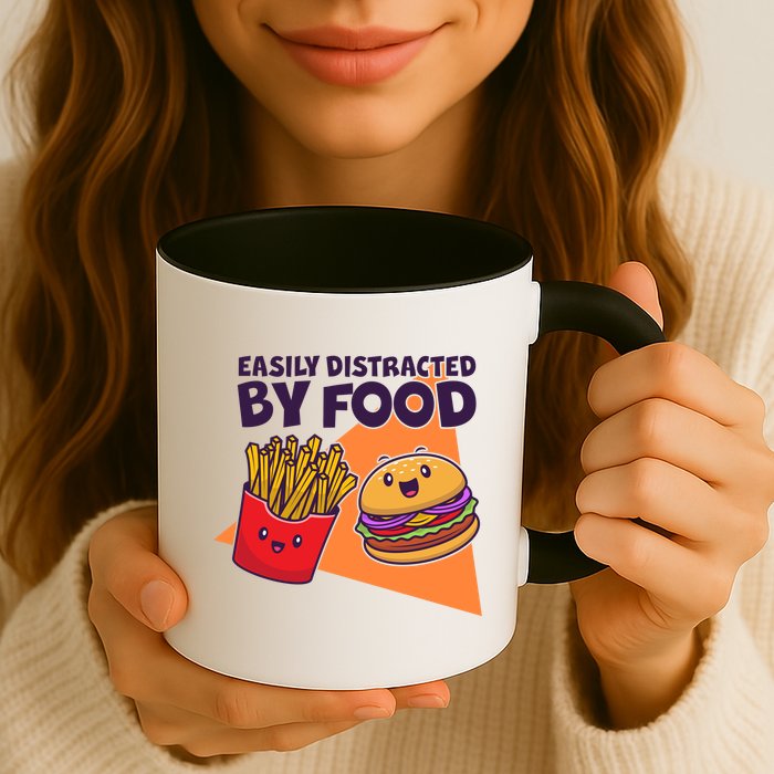 Funny Easily DIstracted By Food Cute Burger and Fries Mug