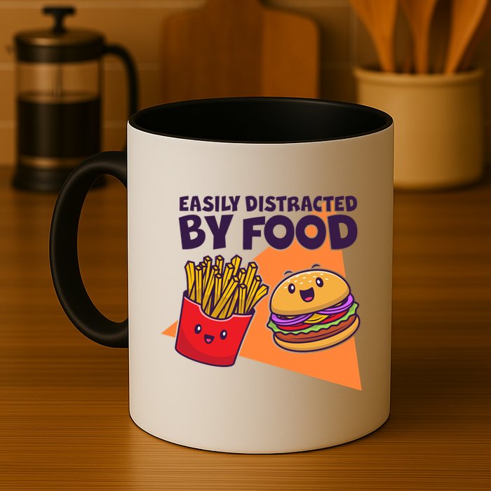 Funny Easily DIstracted By Food Cute Burger and Fries Mug