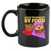 Funny Easily DIstracted By Food Cute Burger and Fries 11oz C Handle Ceramic Mug