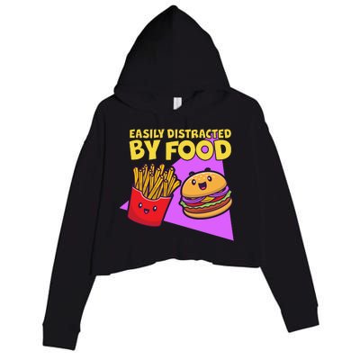 Funny Easily DIstracted By Food Cute Burger and Fries Crop Fleece Hoodie