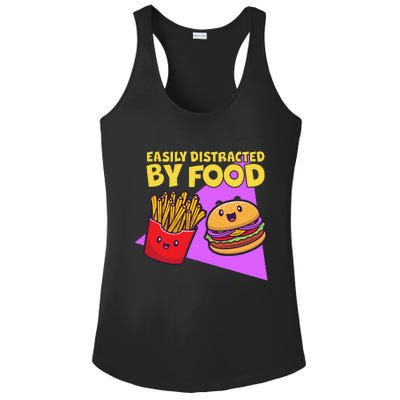 Funny Easily DIstracted By Food Cute Burger and Fries Ladies PosiCharge Competitor Racerback Tank