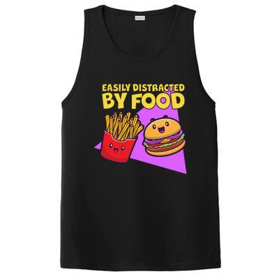 Funny Easily DIstracted By Food Cute Burger and Fries PosiCharge Competitor Tank