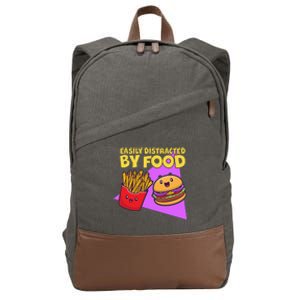 Funny Easily DIstracted By Food Cute Burger and Fries Cotton Canvas Backpack