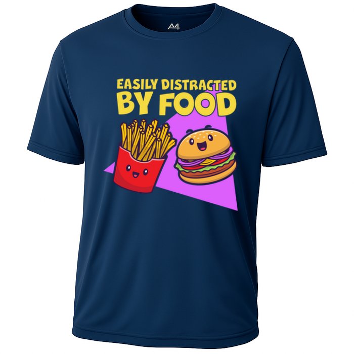 Funny Easily DIstracted By Food Cute Burger and Fries Performance Shirt