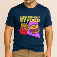 Funny Easily DIstracted By Food Cute Burger and Fries Performance Shirt