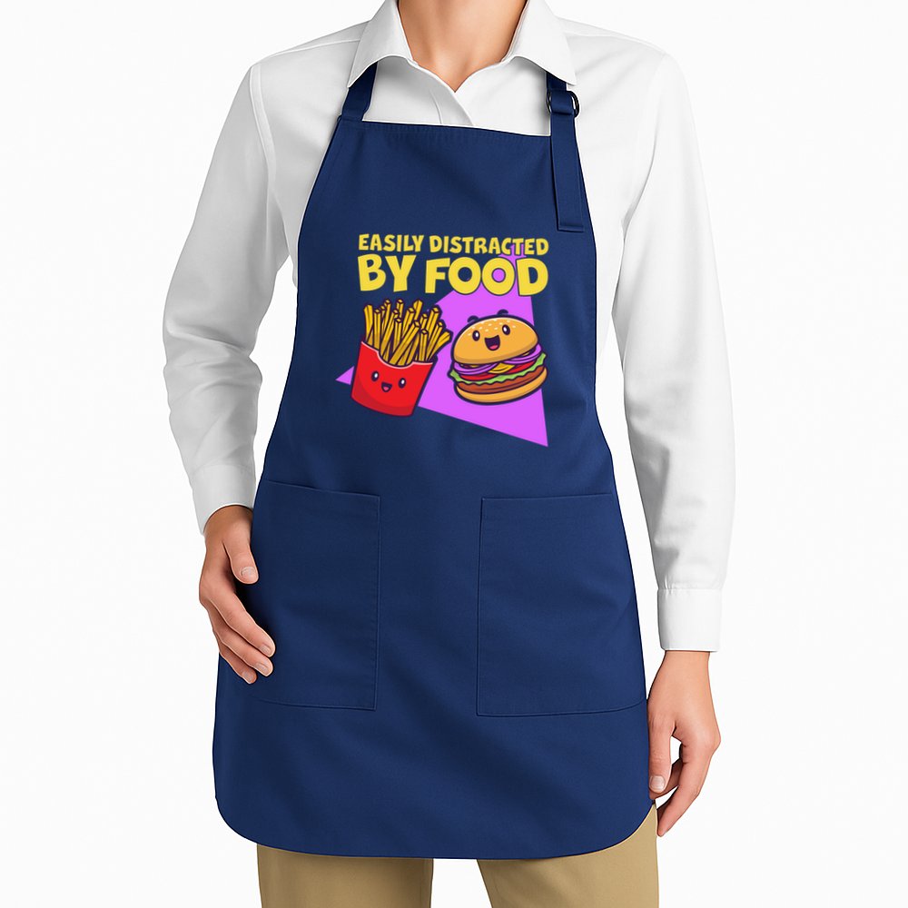 Funny Easily DIstracted By Food Cute Burger and Fries Apron