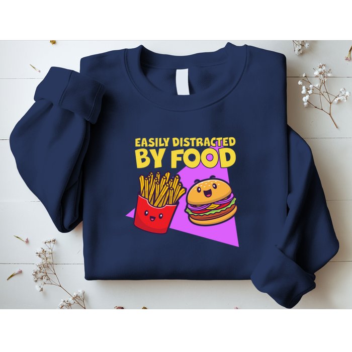Funny Easily DIstracted By Food Cute Burger and Fries Sweatshirt