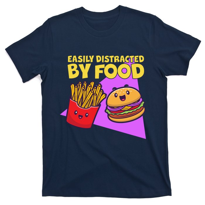 Funny Easily DIstracted By Food Cute Burger and Fries T-Shirt