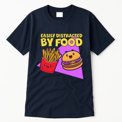Funny Easily DIstracted By Food Cute Burger and Fries Tall T-Shirt