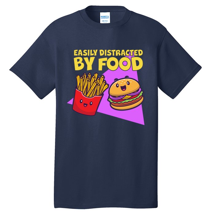 Funny Easily DIstracted By Food Cute Burger and Fries Tall T-Shirt