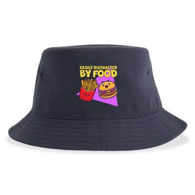 Funny Easily DIstracted By Food Cute Burger and Fries Sustainable Bucket Hat