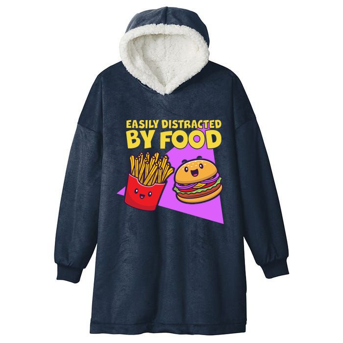 Funny Easily DIstracted By Food Cute Burger and Fries Hooded Wearable Blanket