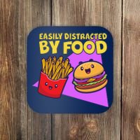 Funny Easily DIstracted By Food Cute Burger and Fries Coaster