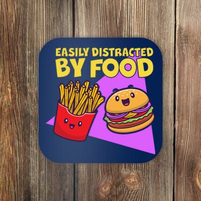 Funny Easily DIstracted By Food Cute Burger and Fries Coaster