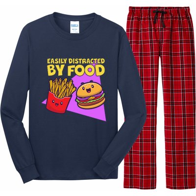 Funny Easily DIstracted By Food Cute Burger and Fries Long Sleeve Pajama Set