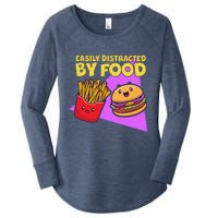 Funny Easily DIstracted By Food Cute Burger and Fries Women's Perfect Tri Tunic Long Sleeve Shirt