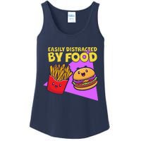 Funny Easily DIstracted By Food Cute Burger and Fries Ladies Essential Tank