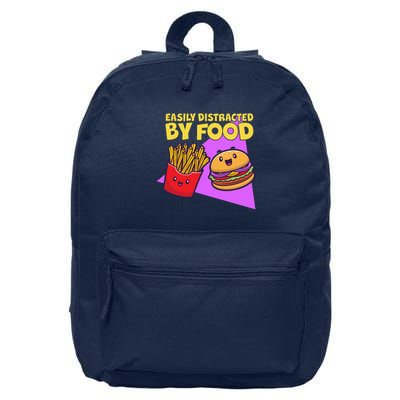 Funny Easily DIstracted By Food Cute Burger and Fries 16 in Basic Backpack
