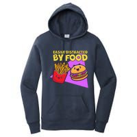 Funny Easily DIstracted By Food Cute Burger and Fries Women's Pullover Hoodie