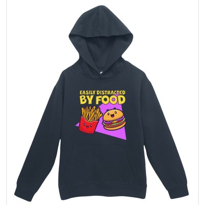 Funny Easily DIstracted By Food Cute Burger and Fries Urban Pullover Hoodie