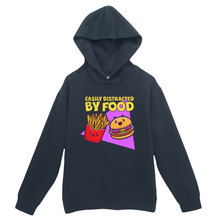 Funny Easily DIstracted By Food Cute Burger and Fries Urban Pullover Hoodie