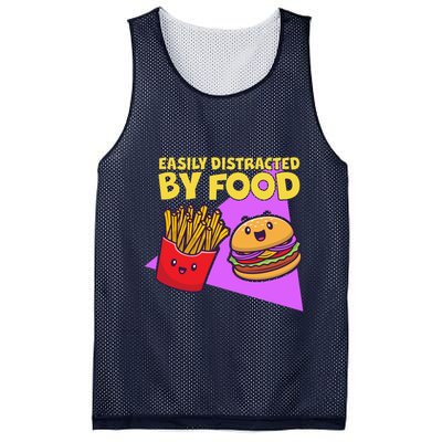 Funny Easily DIstracted By Food Cute Burger and Fries Mesh Reversible Basketball Jersey Tank