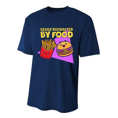 Funny Easily DIstracted By Food Cute Burger and Fries Performance Sprint T-Shirt