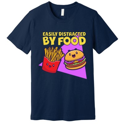 Funny Easily DIstracted By Food Cute Burger and Fries Premium T-Shirt