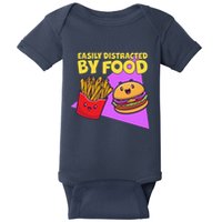 Funny Easily DIstracted By Food Cute Burger and Fries Baby Bodysuit