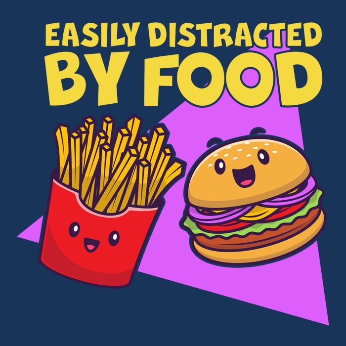 Funny Easily DIstracted By Food Cute Burger and Fries Baby Bodysuit