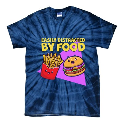 Funny Easily DIstracted By Food Cute Burger and Fries Tie-Dye T-Shirt