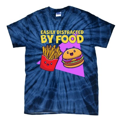 Funny Easily DIstracted By Food Cute Burger and Fries Tie-Dye T-Shirt