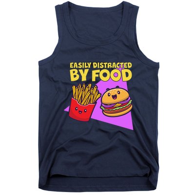 Funny Easily DIstracted By Food Cute Burger and Fries Tank Top