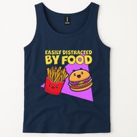 Funny Easily DIstracted By Food Cute Burger and Fries Tank Top