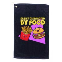Funny Easily DIstracted By Food Cute Burger and Fries Golf Towel