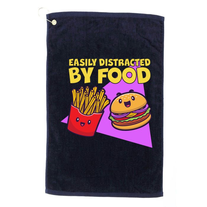 Funny Easily DIstracted By Food Cute Burger and Fries Golf Towel