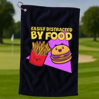 Funny Easily DIstracted By Food Cute Burger and Fries Golf Towel
