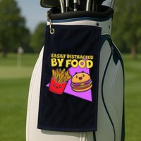 Funny Easily DIstracted By Food Cute Burger and Fries Golf Towel