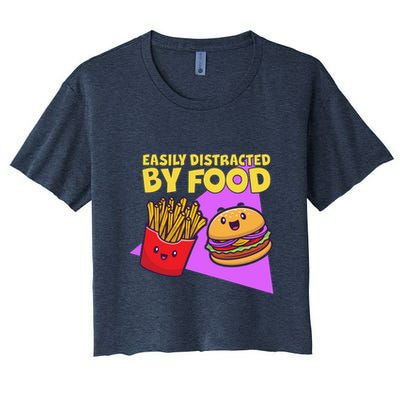 Funny Easily DIstracted By Food Cute Burger and Fries Crop Top