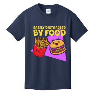 Funny Easily DIstracted By Food Cute Burger and Fries Kids T-Shirt