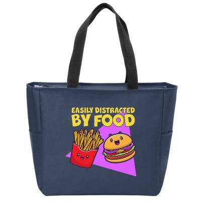 Funny Easily DIstracted By Food Cute Burger and Fries Zip Tote Bag